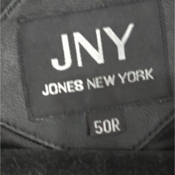 Jones New York Black Leather Jacket Blazer Suit Jacket Size 50R - Picture 9 of 10